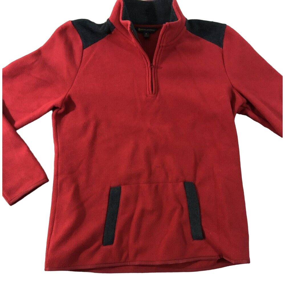 Brooks Brothers Fleece 1/4 Zip Sweater Mens Medium Quarter  Pullover Red Sweater